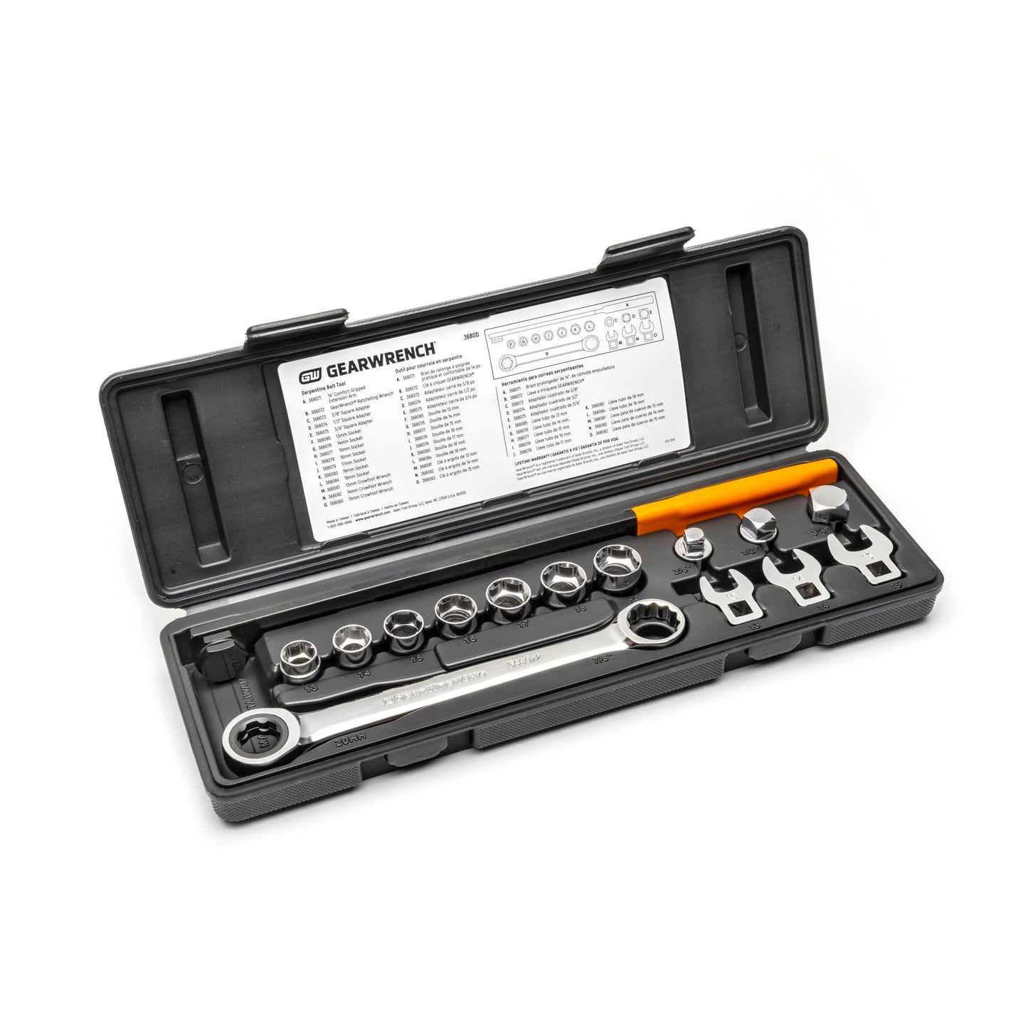 GEARWRENCH 15 Piece Ratcheting Serpentine Belt Tool Set | 3680D