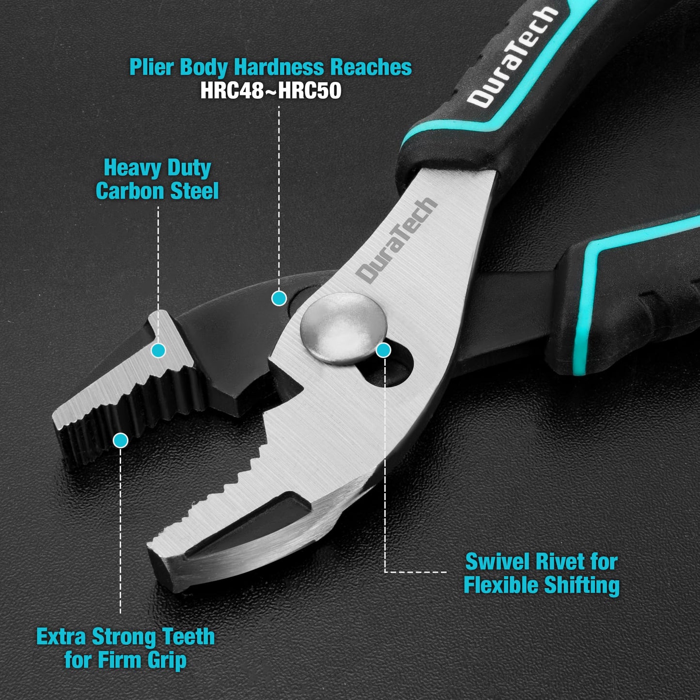 DURATECH 6" Slip Joint Pliers, TPR Handle, High Carbon Steel, Swivel Rivet, Strong Teeth for Gripping, Tightening & Loosening Nuts/Bolts