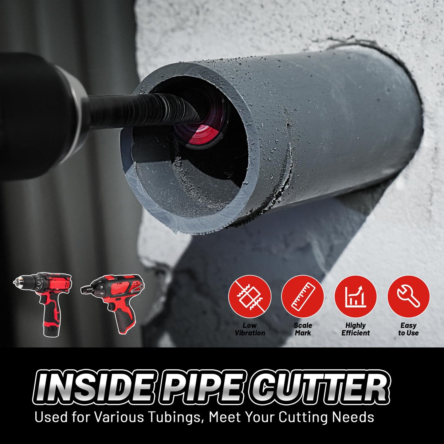 EZARC PVC Pipe Cutter with Replaceable Diamond Blades, 2-1/2" Cutting Depth, 1/4" Hex Shank, 1.32" Diameter, 2-Pack Plumbing Tool