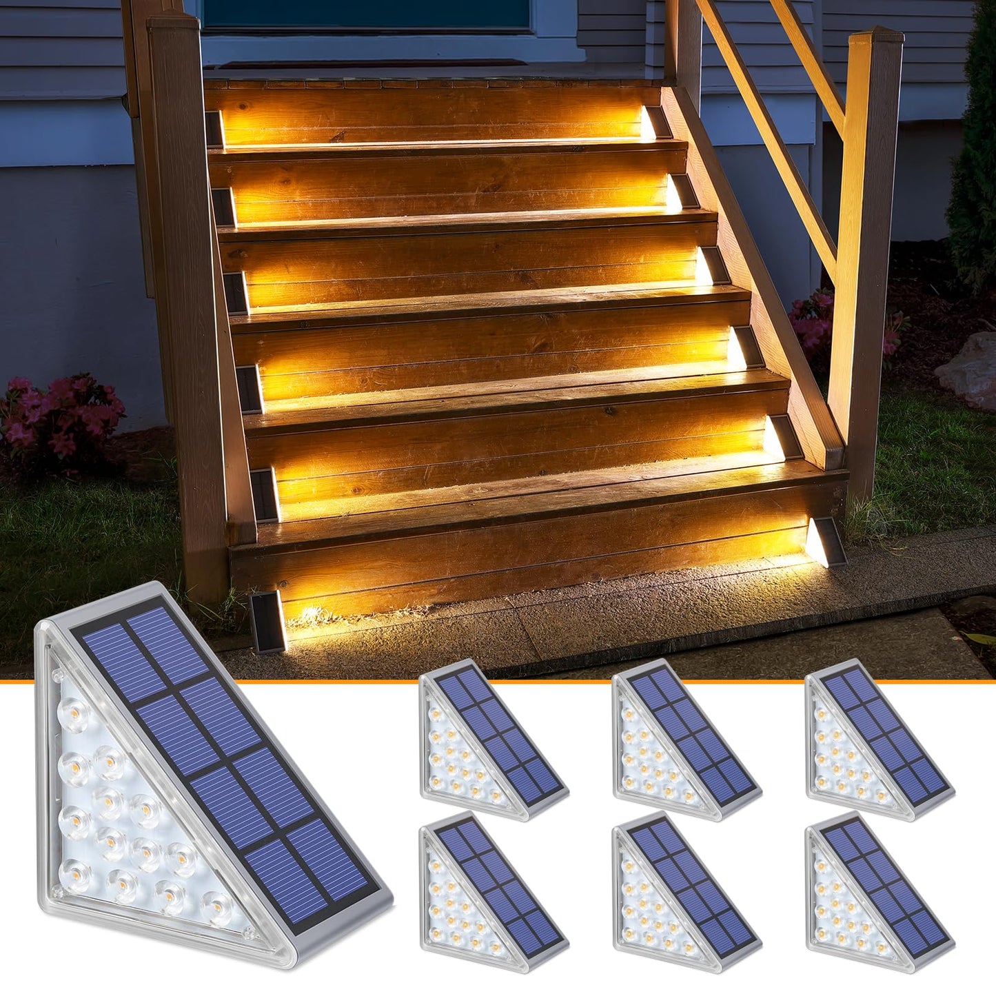 NIORSUN Solar Step Lights 6 Pack – Waterproof IP67, Auto On/Off, 3000K Warm White for Outdoor Steps, Deck, Patio, Yard & Garden