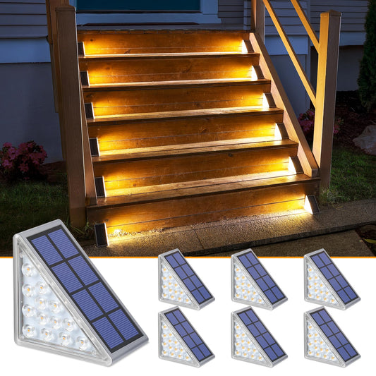NIORSUN Solar Step Lights 6 Pack – Waterproof IP67, Auto On/Off, 3000K Warm White for Outdoor Steps, Deck, Patio, Yard & Garden