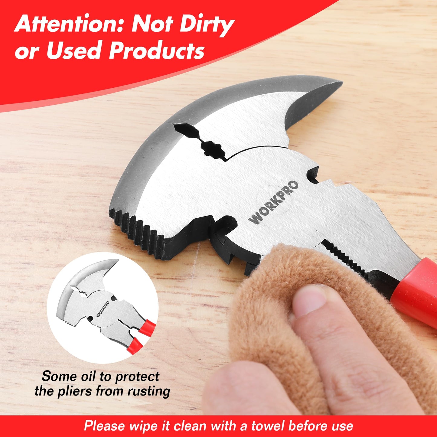 WORKPRO 10" Heavy Duty Fencing Pliers – Multi-Tool for Barbed Wire, Nail & Staple Pulling, Wire Cutting, Hammer Head