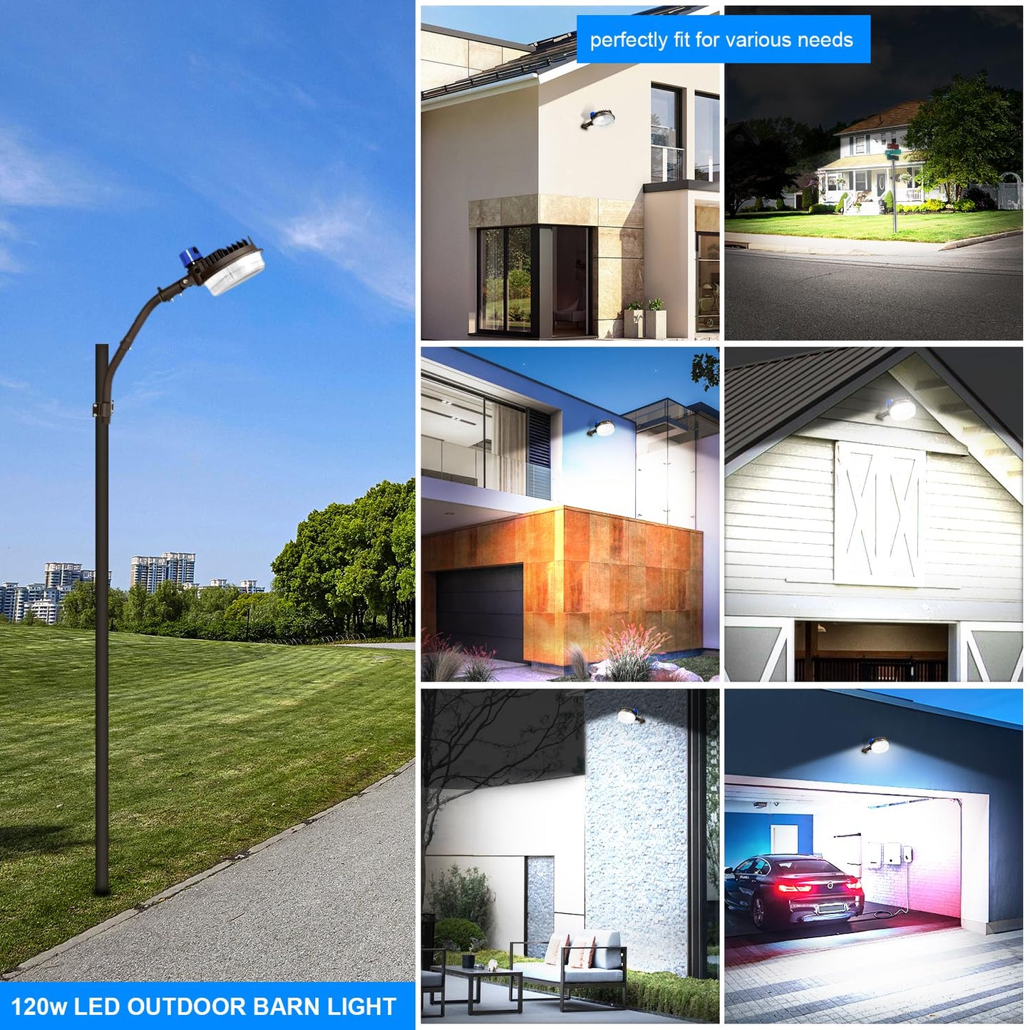 LEDMO 120W LED Barn Light, 18000LM, Dusk-to-Dawn, Adjustable Mounting Arms, 5000K, IP65 Waterproof Outdoor Security Flood Light