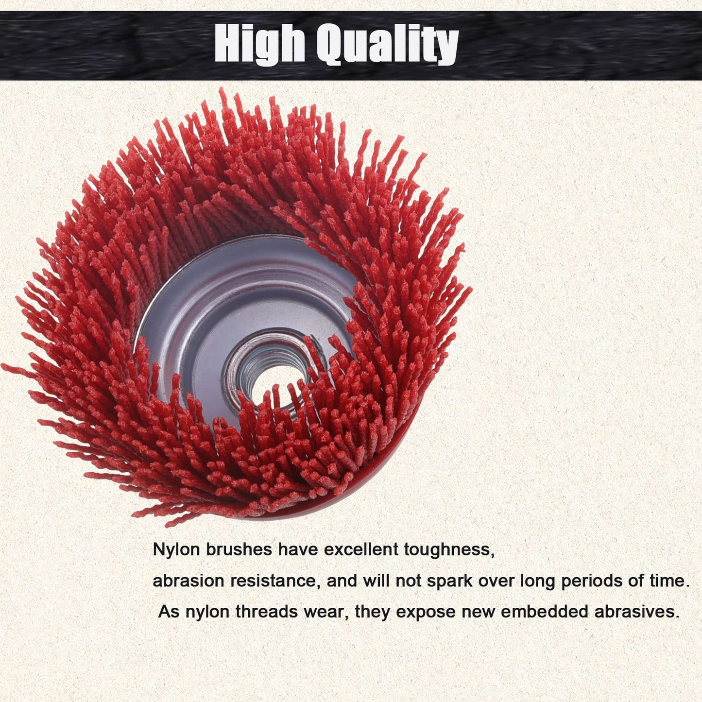 WENORA 4" Nylon Cup Brush for Angle Grinder, 5/8"-11 Thread & 1/4" Drill Arbor, Abrasive Filament for Rust, Paint Removal & Surface Prep