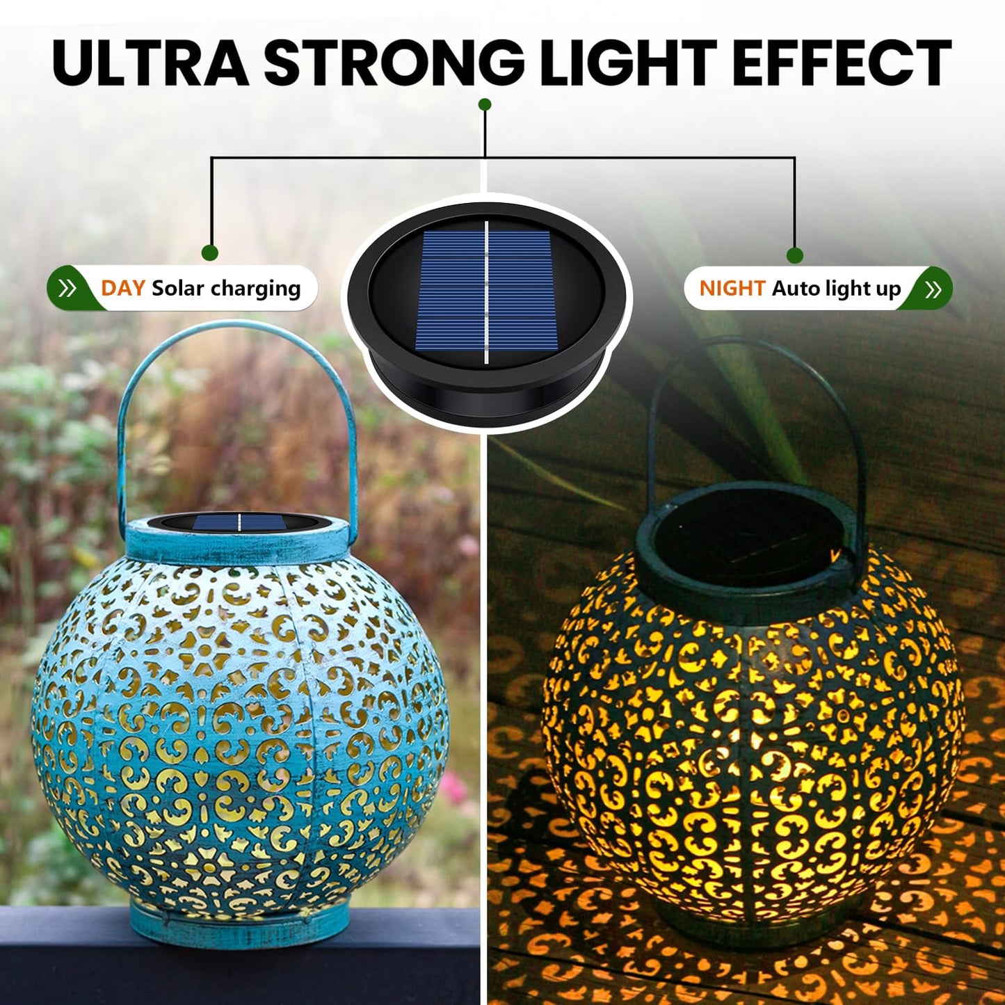 2 Pack Solar Light Replacement Tops, Waterproof Solar Lantern Replacement Parts for Outdoor Hanging Lanterns, Garden Patio DIY Table Lights