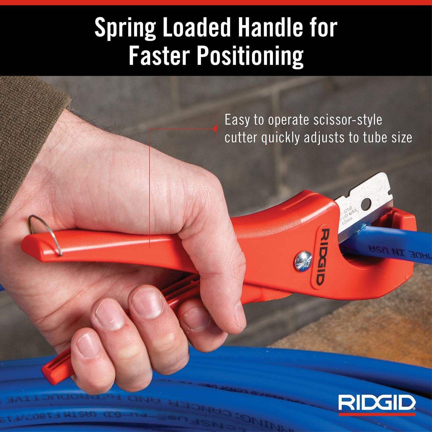 RIDGID 23488 Model PC-1250 Single Stroke Plastic Pipe and Tubing Cutter, 1/8-inch to 1-5/8-inch Pipe Cutter