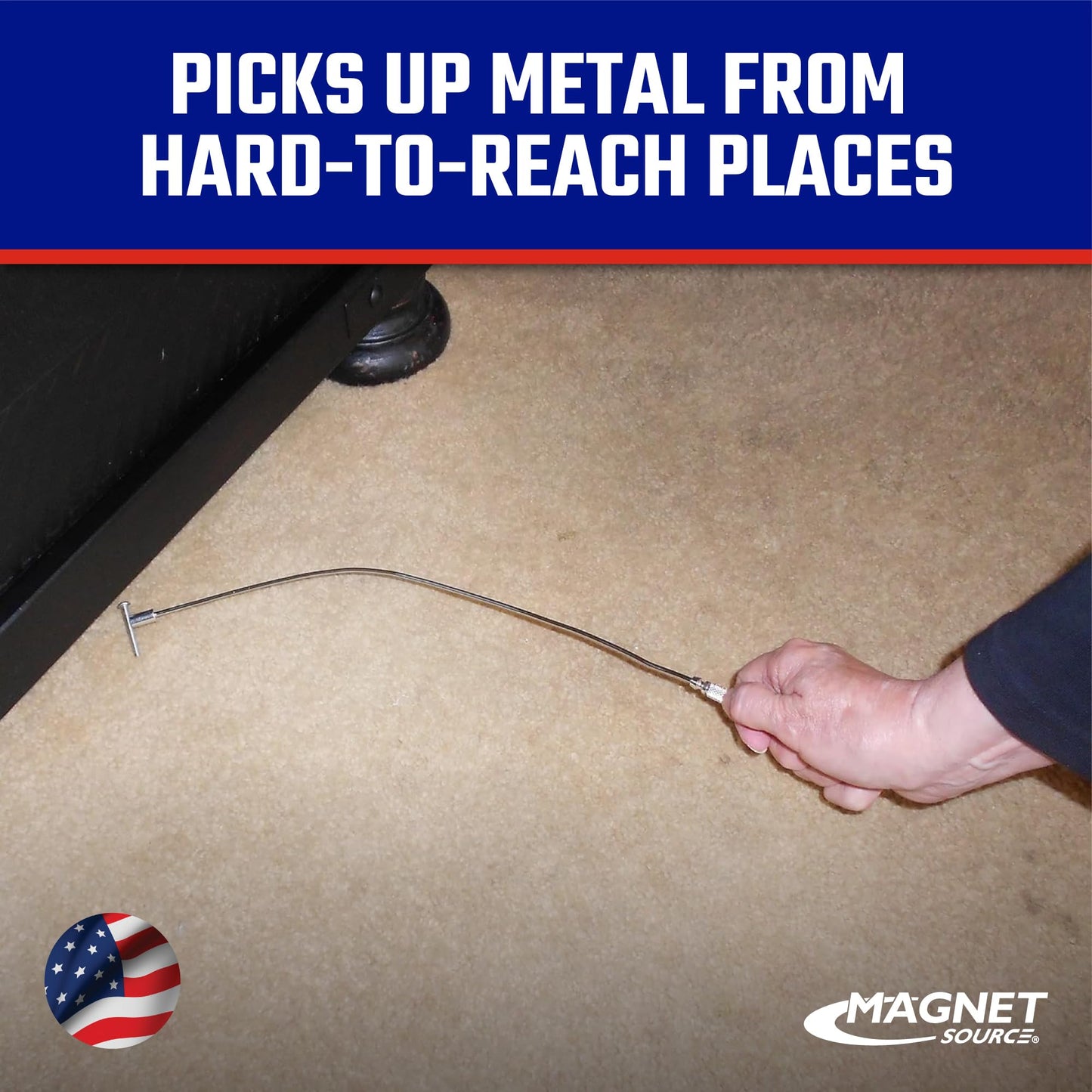 Master Magnetics Bend-It 19” Magnetic Pick-Up Tool, 2 lb Hold, Strong Retrieving Magnet for Screws, Nails & Small Tools