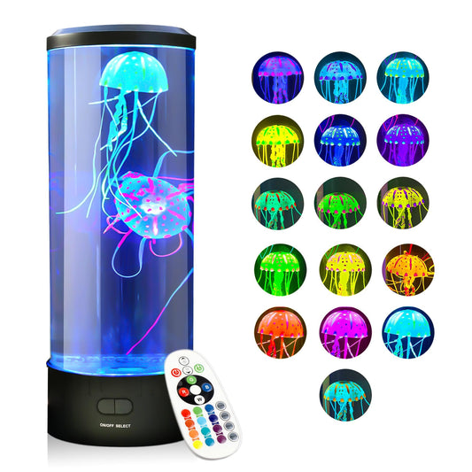Brewish Jellyfish LED Lamp – 16 Colors, 4 Modes, Remote Control, Auto-Off, Lifelike Electric Aquarium Night Light for Home & Sensory Use