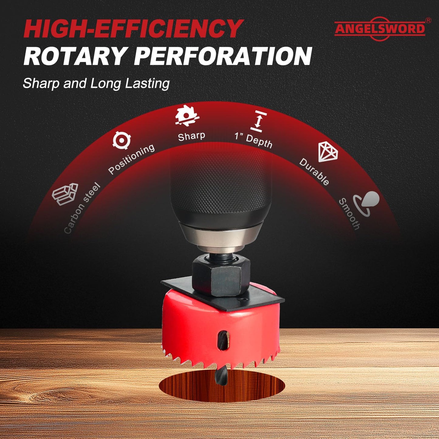 ANGELSWORD 24-Piece Hole Saw Set, 14 Blades 3/4"-6" (19-152mm), Double-Ground Teeth, Drill Bit Kit for Wood, Drywall, PVC & Plastic