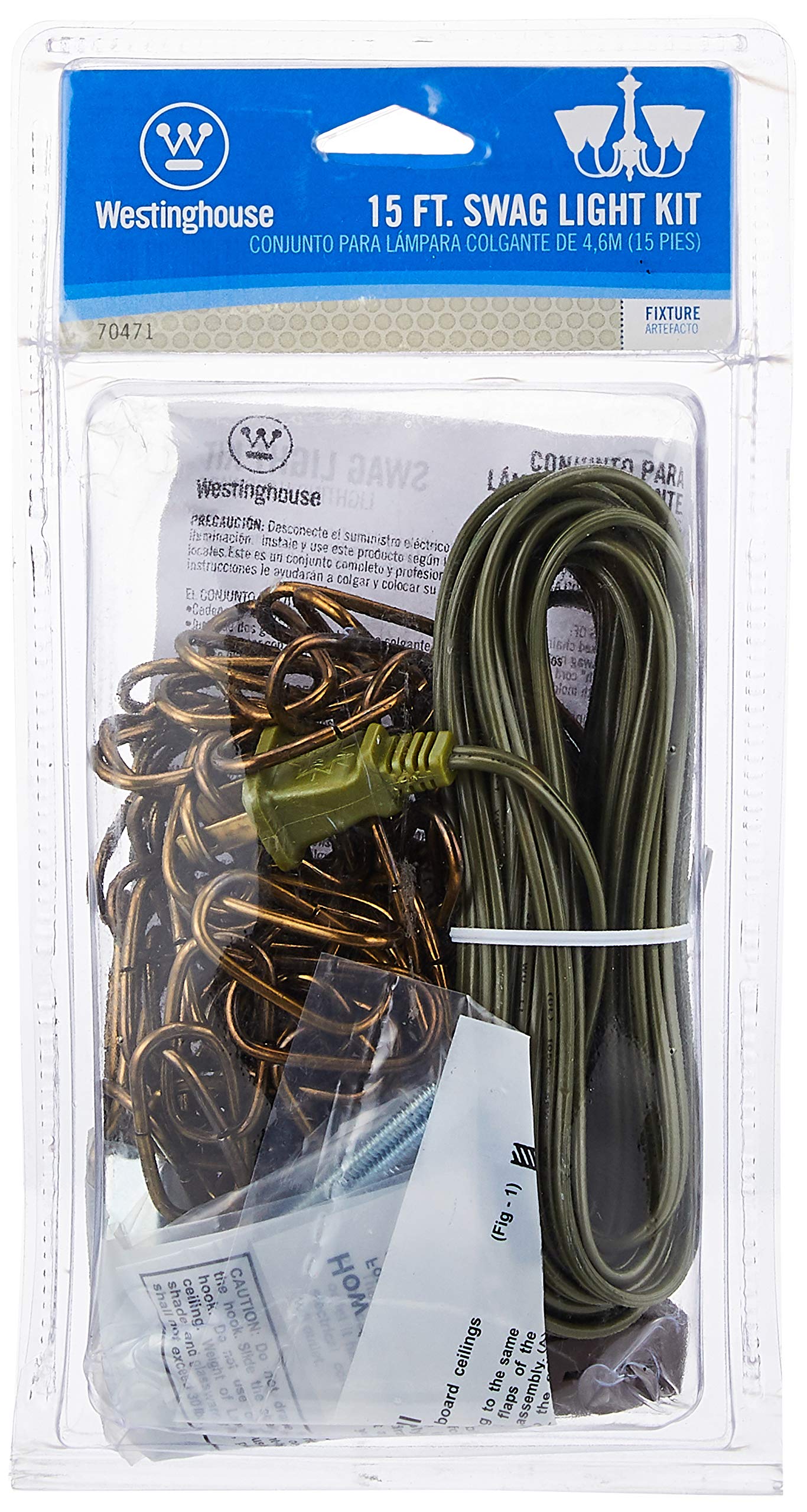 Westinghouse 7047100 15-Foot Swag Kit, Antique Brass