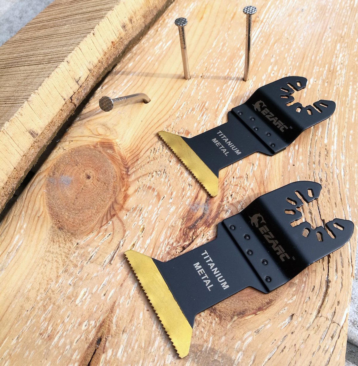 EZARC Titanium Oscillating Tool Blades, Oscillating Multitool Blades for Metal, Wood Nails, Screws Cutting, Plastic, 3 Pack