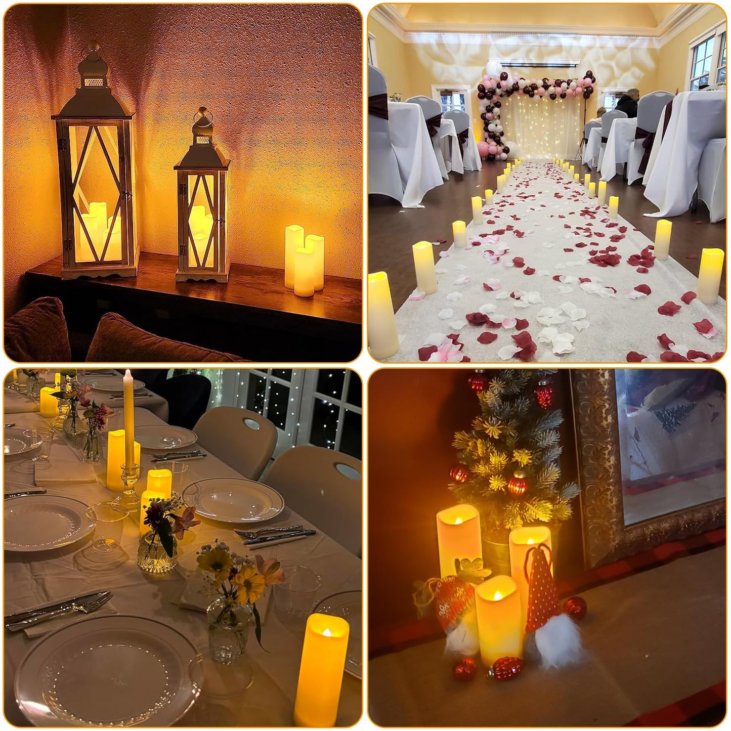 Enido 12-Pc Flameless LED Candles Set with Remote & Timer, Waterproof Outdoor Flickering Warm Lights, Battery Operated for Home & Party