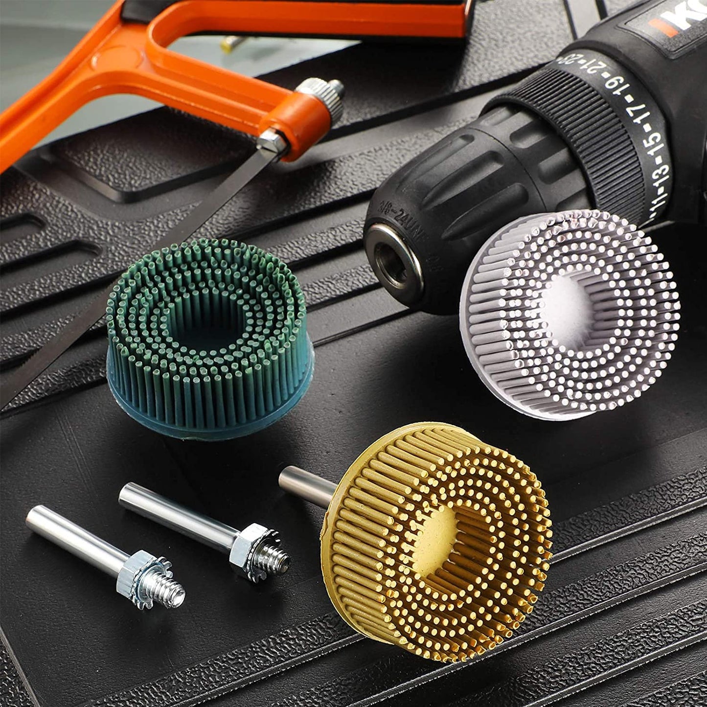 2 Inch Abrasive Bristle Disc, 2PCS 120 Grit White Bristle Disc with 1/4" Shank for Gasket & Coating Removal Rotary Tool