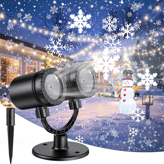 2025 MuliVid Double Head Outdoor Christmas Projector Light – Waterproof Snowfall & Snowflake LED for Xmas, Patio, Garden, Holiday Decor