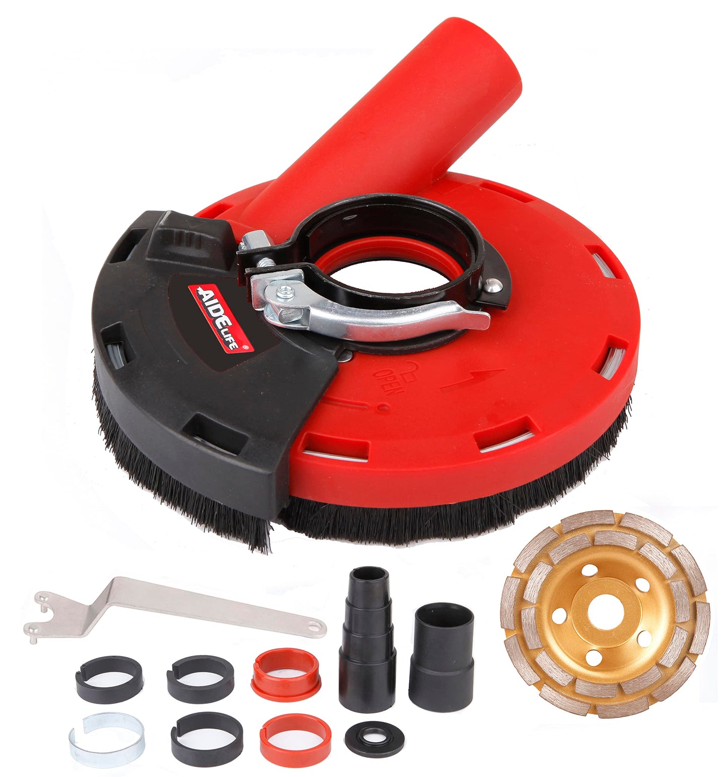 Aidelife Surface Grinding Dust Shroud for Angle Grinders 115mm/125mm+Diamond Grinding Cup Wheel 125mm