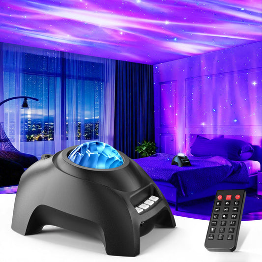 Northern Galaxy Aurora Star Projector LED Lamp with 33 Effects, Remote, White Noise & Bluetooth Speaker for Kids & Adults Room Decor