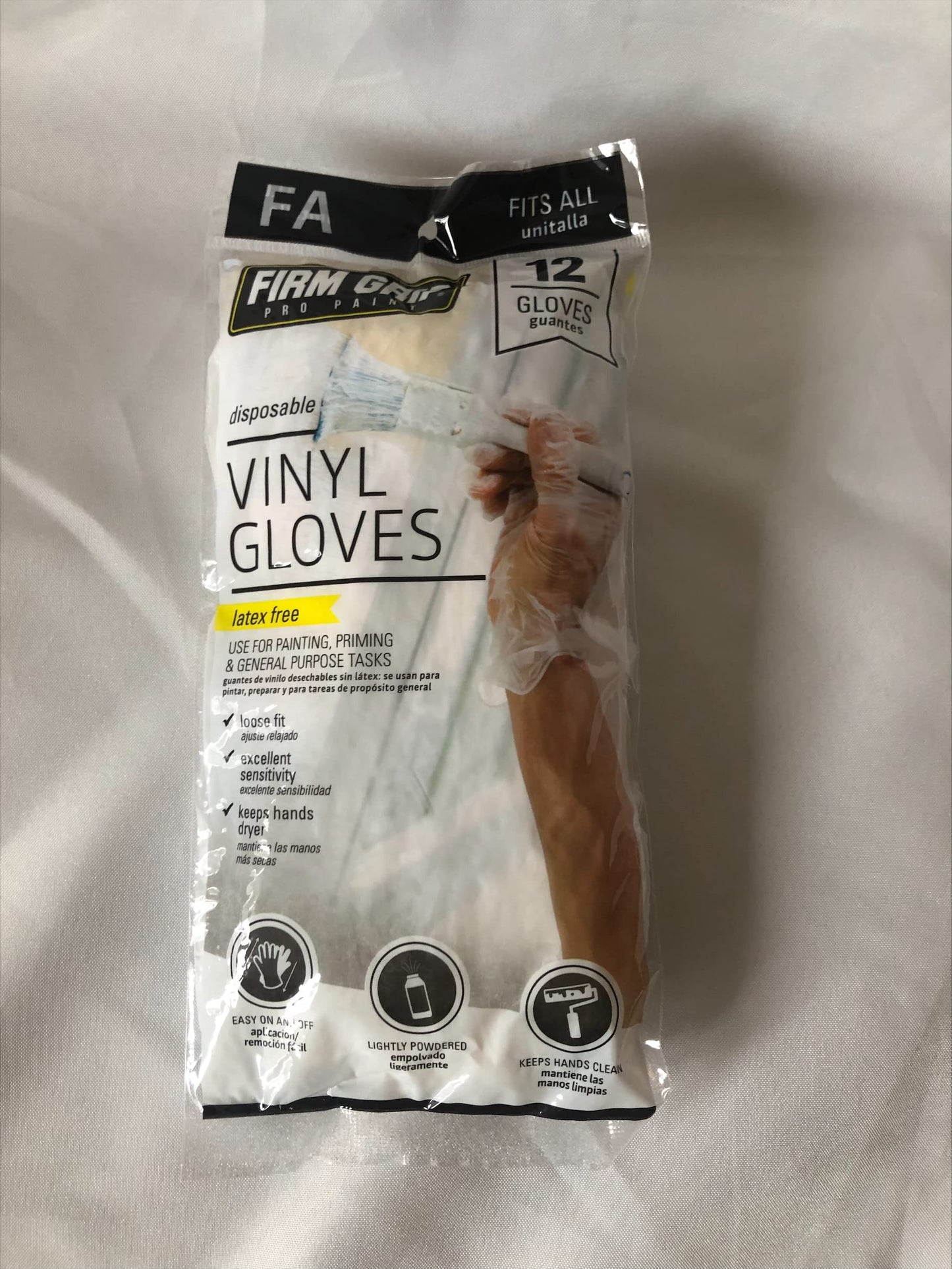 12 CT Firm Grip Vinyl Gloves