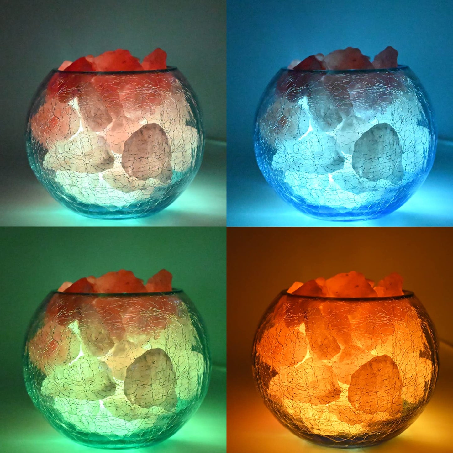 V.C.Formark USB Himalayan Salt Lamp with Natural Salt Chunks, Color Changing & Warm Light, for Desk, Bedroom, Living Room, Gift