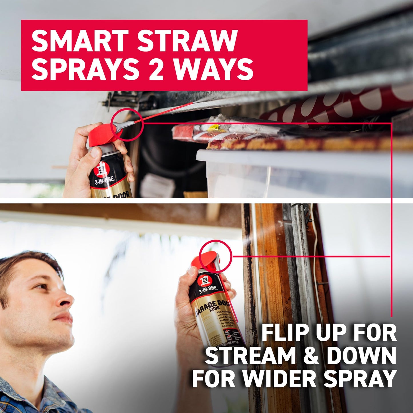 3-IN-ONE Garage Door Lubricant with SMART STRAW SPRAYS 2 WAYS, 11 OZ
