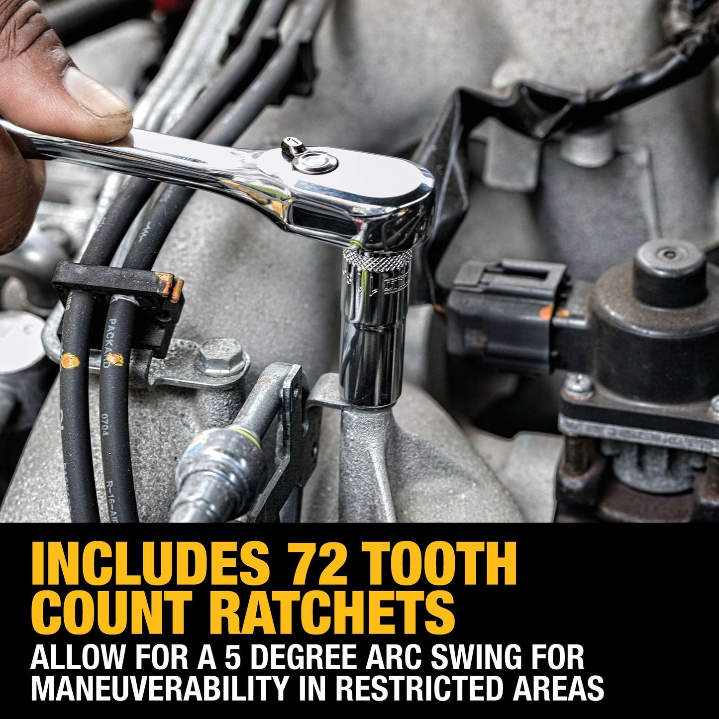 DEWALT 247-Piece Mechanic Tool Set, 1/4, 3/8 & 1/2 in. Drive, SAE Sockets, Ratchets, Wrenches & Hex Keys, Polished Chrome (DWMT81535)