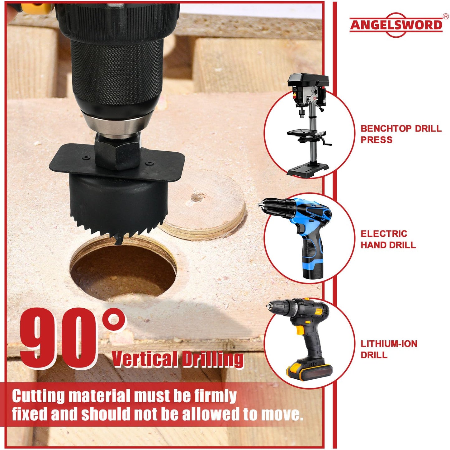 ANGELSWORD 24-Piece Hole Saw Set, 3/4"-6" (19-152mm) Drill Bit Kit with 14 Saw Blades for Drywall, Wood, PVC, Plastic