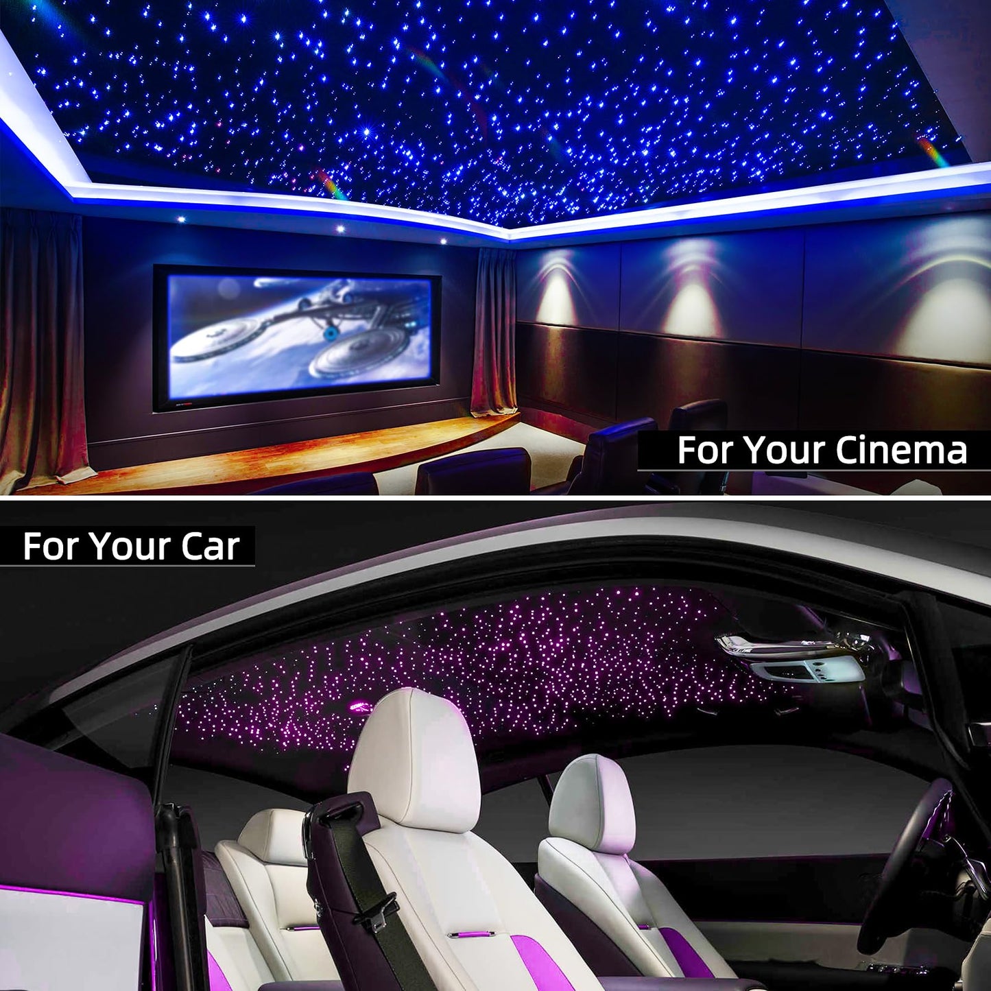 SUNKENET 20W Twinkle Starlight Headliner Kit, 650 Fiber Optic Star Lights for Car Roof & Home, Bluetooth App, Remote, Music Mode