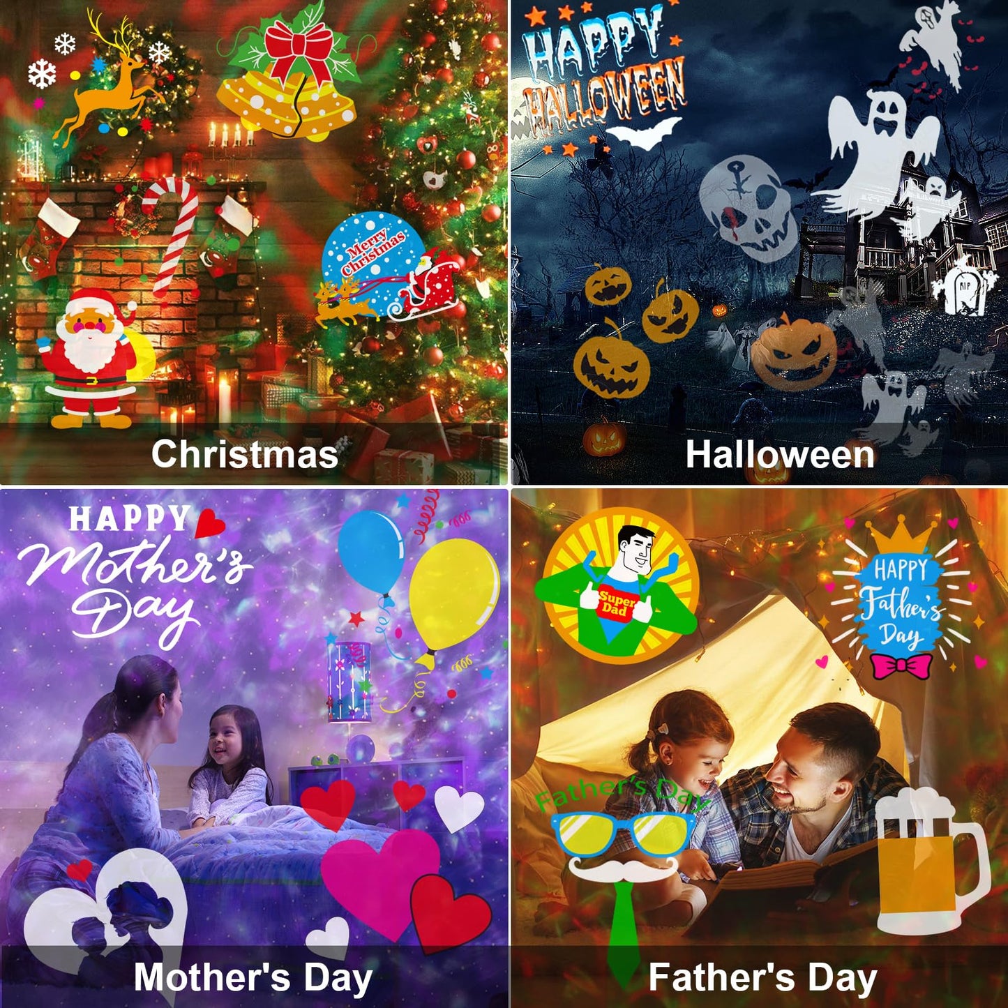 Brighter Christmas Projector Lights Outdoor, 2025 Upgrade with 19 HD Slides, Ocean Wave & Patterns, Weatherproof Holiday Projector for Christmas & Halloween