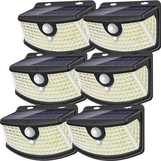 Aootek Solar Motion Sensor Lights, 120 LED Outdoor Step Lights, 270° Wide Angle, IP65 Waterproof, Daylight White, 6-Pack