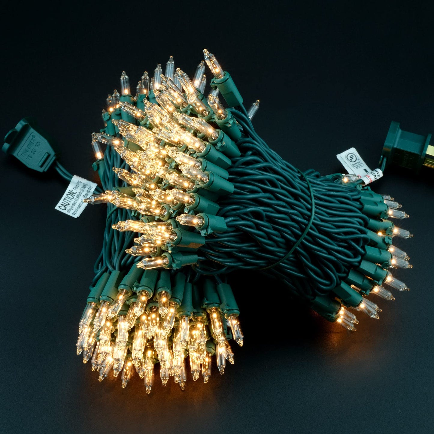 YULETIME 200 Clear Christmas Lights, Pack of 2 Sets 33 Feet 100 Count UL Certified Incandescent String Lights (Clear - Green Wire)