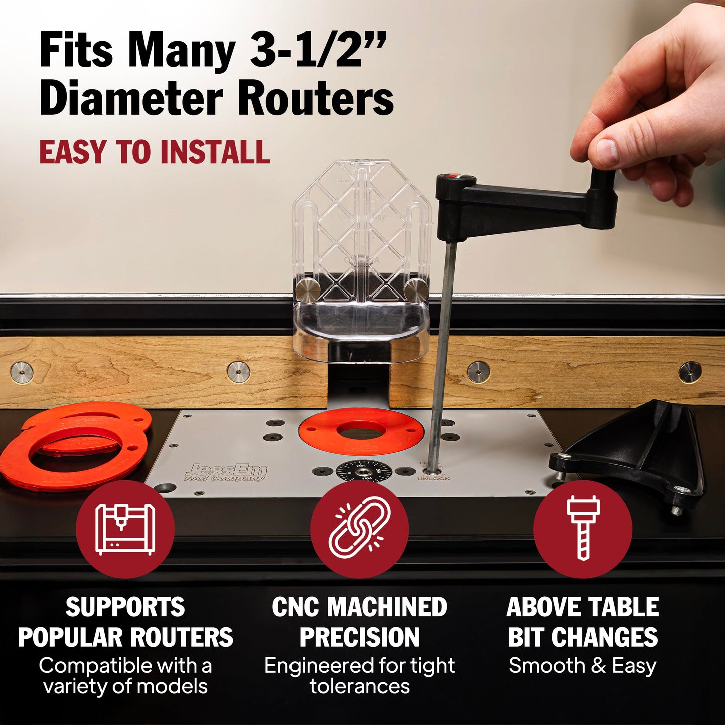 JessEm 02310 Rout-R-Lift II Router Lift For 3.5 Inch Diameter Motors