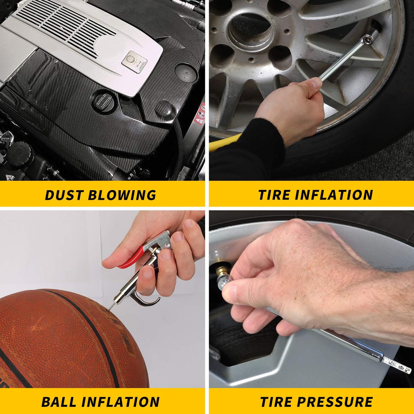 Hromee 19-Piece Air Compressor Accessory Kit with 25FT 3/8" Hybrid Hose, 1/4" NPT Quick Connects, Air Blow Gun, Tire Gauge & Brush