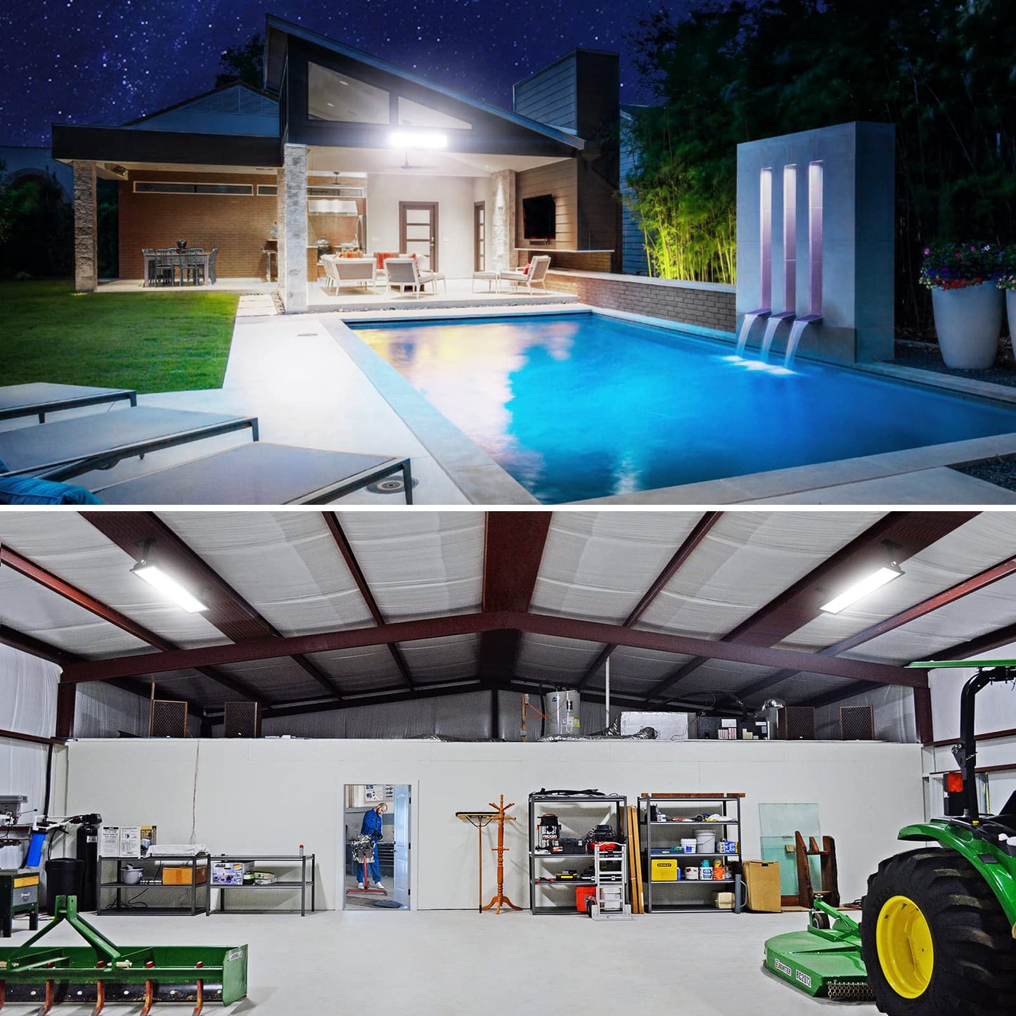 Onforu 100W LED Shop Lights 2-Pack, 14000lm Ultra Bright Daylight Work Lights, IP66 Waterproof Garage, Warehouse & Workshop Lighting