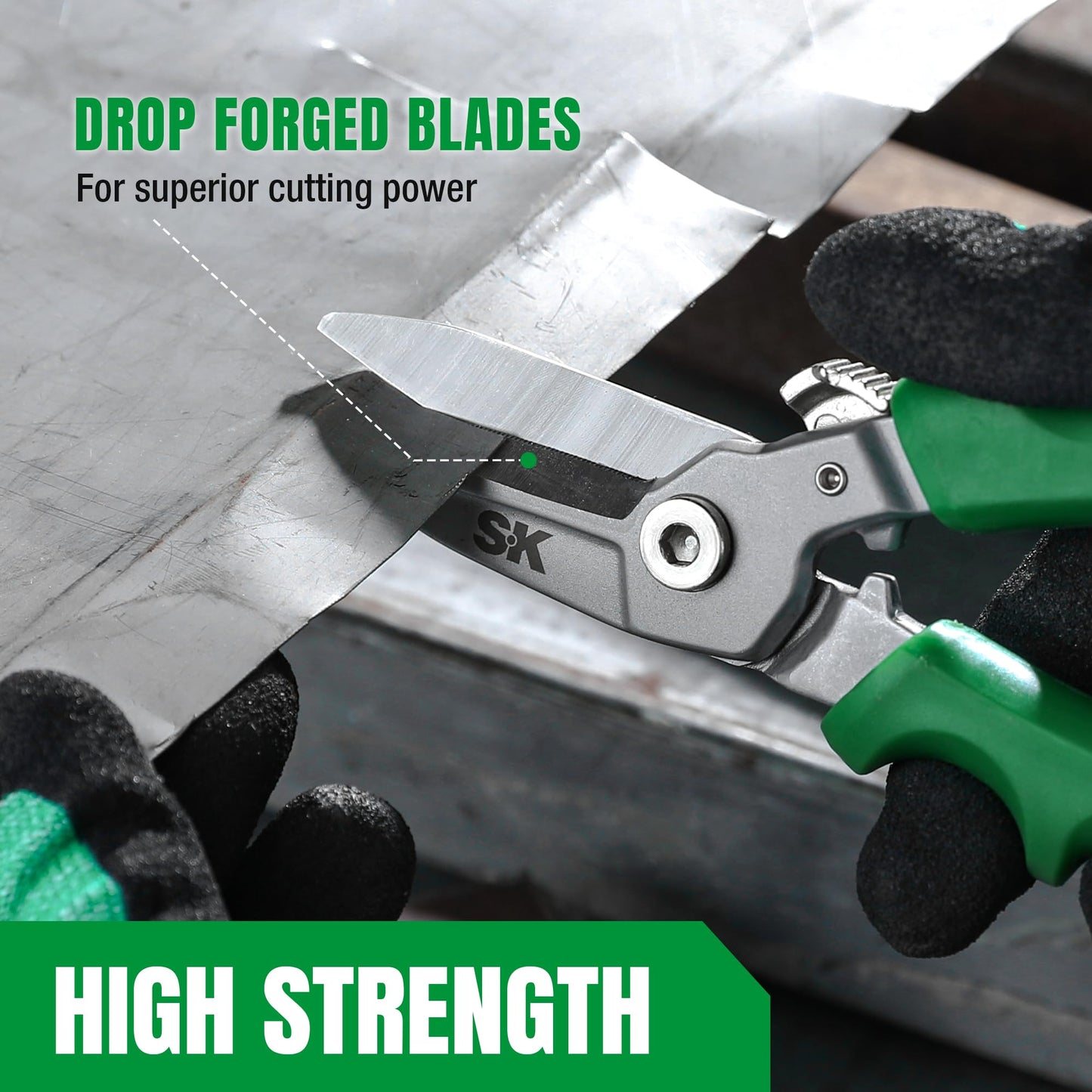 SK 8" Heavy Duty Scissors, All Purpose Shears, Drop Forged CR-V Blades with Safety Lock, Comfortable Grips