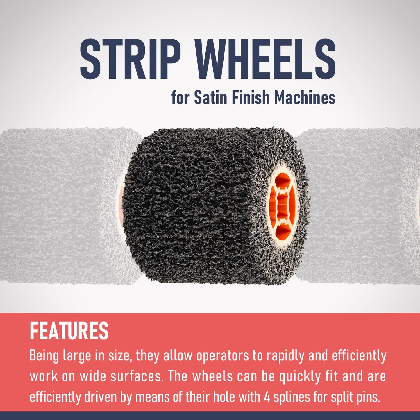 RENOTEC 4" Black Flap Wheels 110x100mm, 40 Grit, Strip Drum for Rust, Paint, Enamel, Oxidation Removal & Polishing