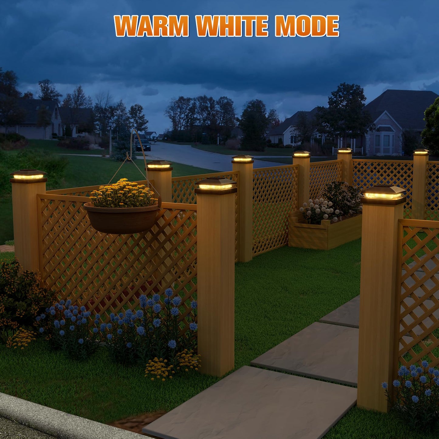 APONUO 4x4 Solar Post Cap Lights, 16 Pack Black – IP64 Waterproof Warm White LED, No-Wire Fence & Deck Lights for Patio & Garden