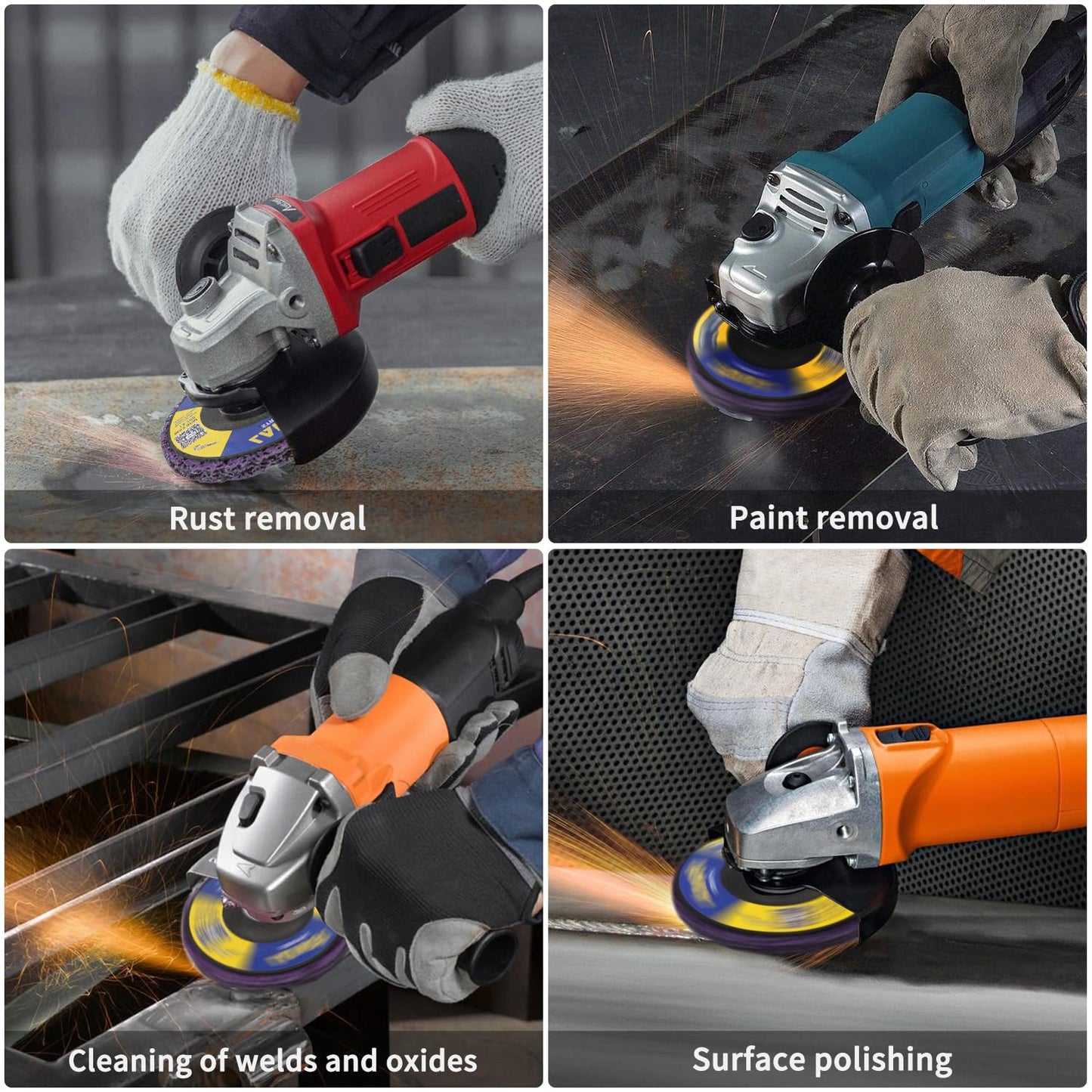 LAIWOO 5-Pack Strip Discs for Angle Grinder, 4" Paint & Rust Stripper Wheels, Abrasive Discs for Removing Paint, Rust, Welds & Oxidation (5/8" Arbor)