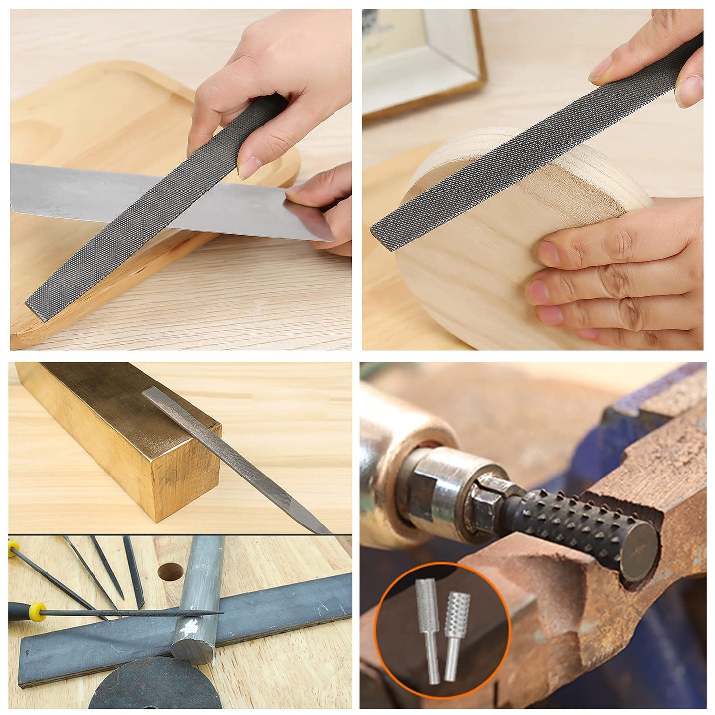 57-Piece Metal & Wood File Rasp Set, T12 Alloy Steel, 4 Large Files, 14 Needle Files, Electric Files, Brush & 36 Emery Papers