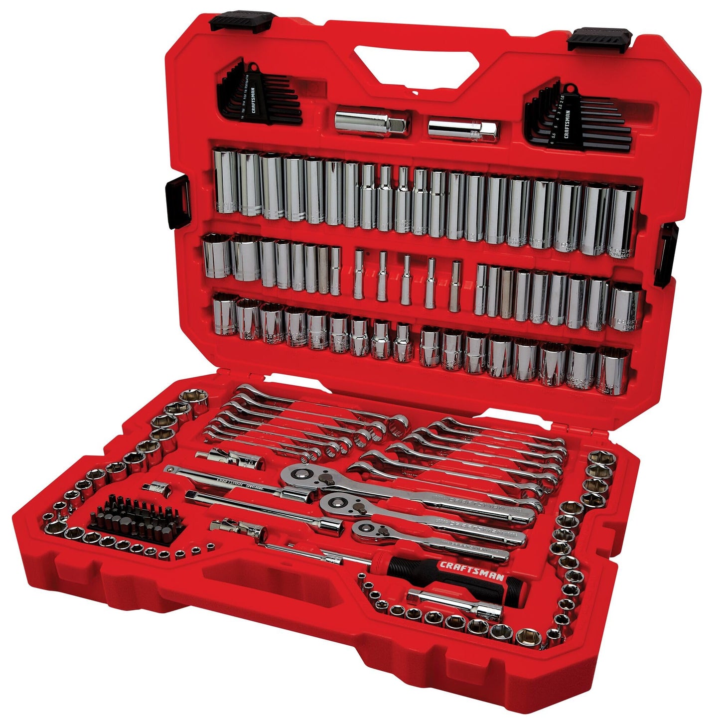 CRAFTSMAN 189-Piece Mechanics Tool Set, 1/4, 3/8 & 1/2 in Drive Socket & Wrench Set, Thin Ratchets, 6 & 12-Point Steel Sockets (CMMT12134)