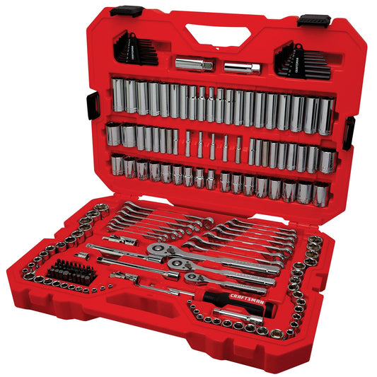 CRAFTSMAN 189-Piece Mechanics Tool Set, 1/4, 3/8 & 1/2 in Drive Socket & Wrench Set, Thin Ratchets, 6 & 12-Point Steel Sockets (CMMT12134)