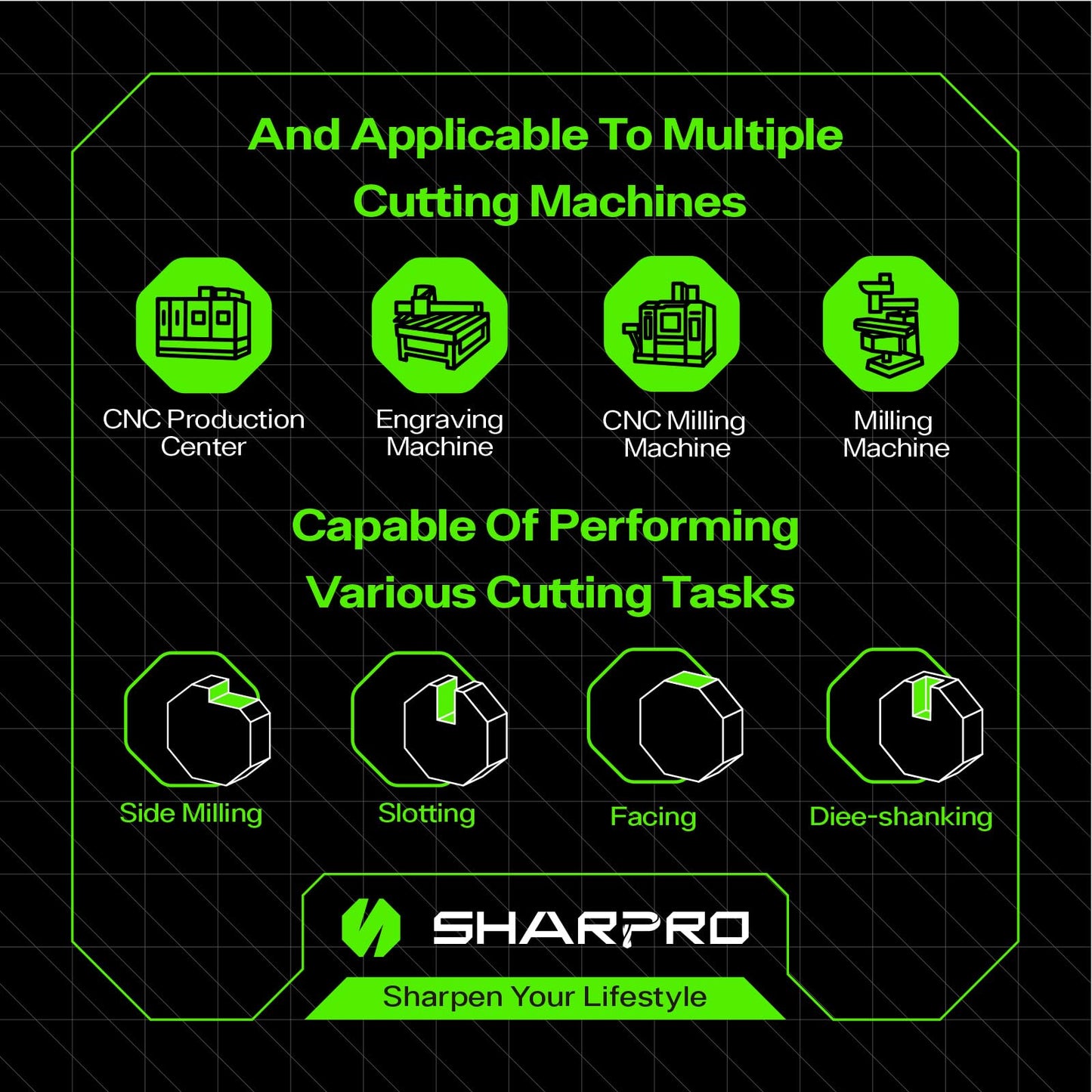 SHARPRO 5/16" Shank 3-Flute Carbide End Mill, Upcut Spiral CNC Router Bit for Aluminum, Steel, Stainless & Alloy Metals