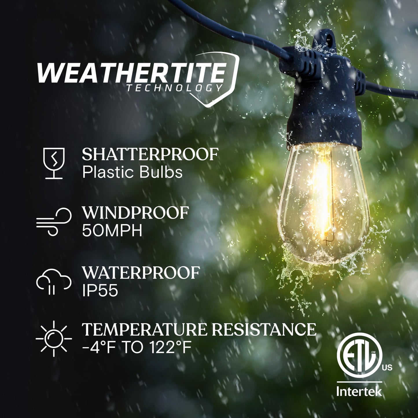 Brightech Ambience Pro 27ft Solar Outdoor String Lights - 12 Shatterproof LED Edison Bulbs, Waterproof Patio/Porch Lighting, Soft White