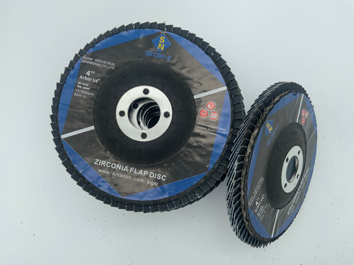 SIGNI 4" x 5/8" Premium Zirconia Flap Discs T27 10-Pack (Grit 120#)