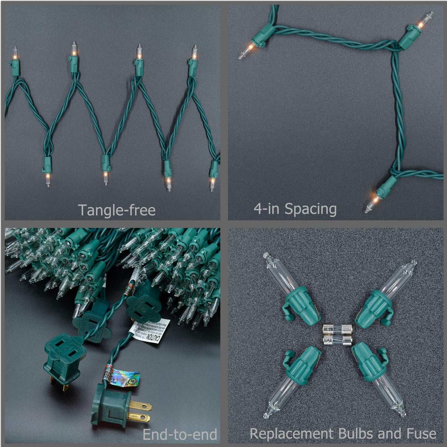 YULETIME 200 Clear Christmas Lights, Pack of 2 Sets 33 Feet 100 Count UL Certified Incandescent String Lights (Clear - Green Wire)