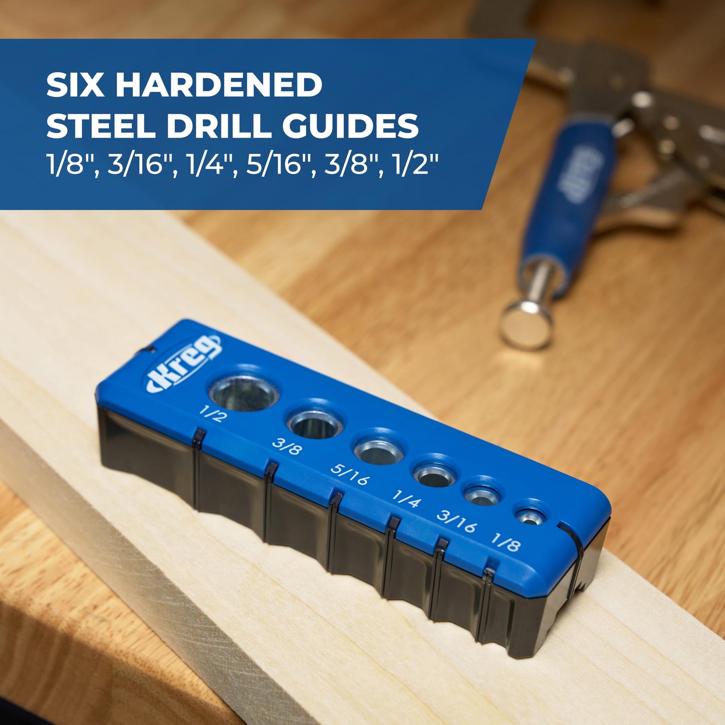 Kreg Portable Drilling Guide - 6 Hardened Drill Guides for Carpentry - Craftsman Tool Accessory