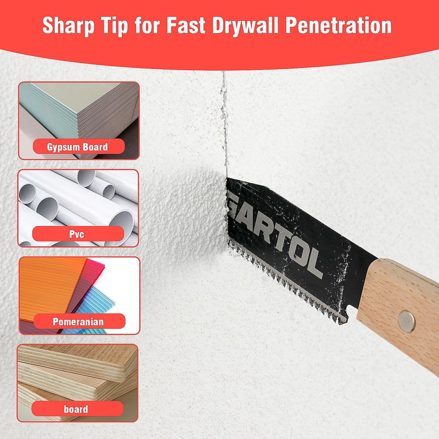 GARTOL 2-Piece Japanese Pull Saw Set – 6" Flush Cut & Double-Edged SK5 Blades with Wooden Handle for Woodworking, DIY & Carpentry