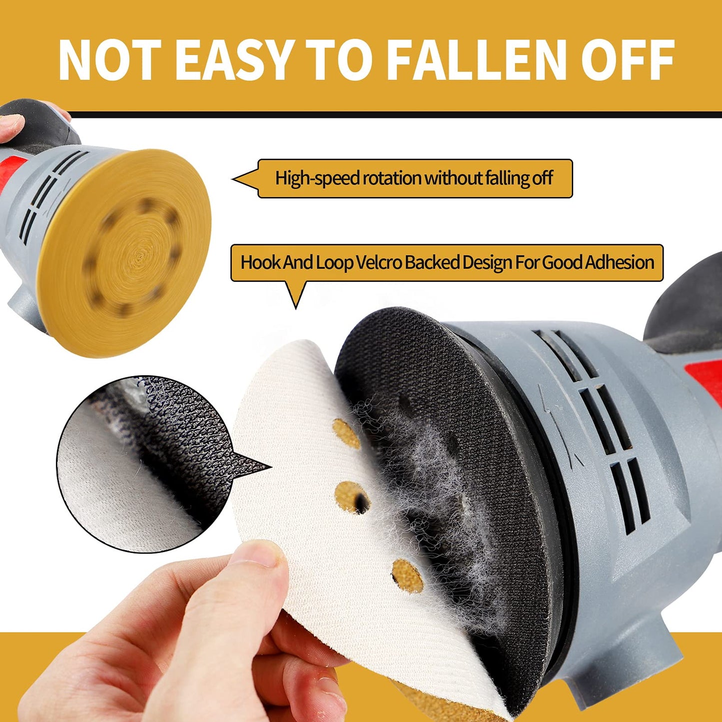 Keeimp 100-Pack 5" 220 Grit Sanding Discs, Hook & Loop, 8-Hole Gold Sandpaper for Wood & Automotive Random Orbit Sanders