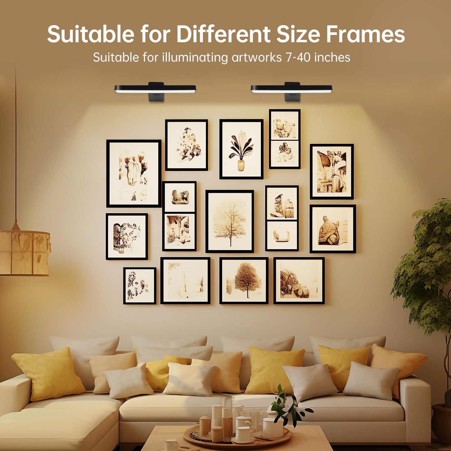 Auncko 2-Pack Rechargeable Wall Picture Lights with Remote – Dimmable, 3 Color Temps, Timer, Wireless Art & Frame Lighting, Black