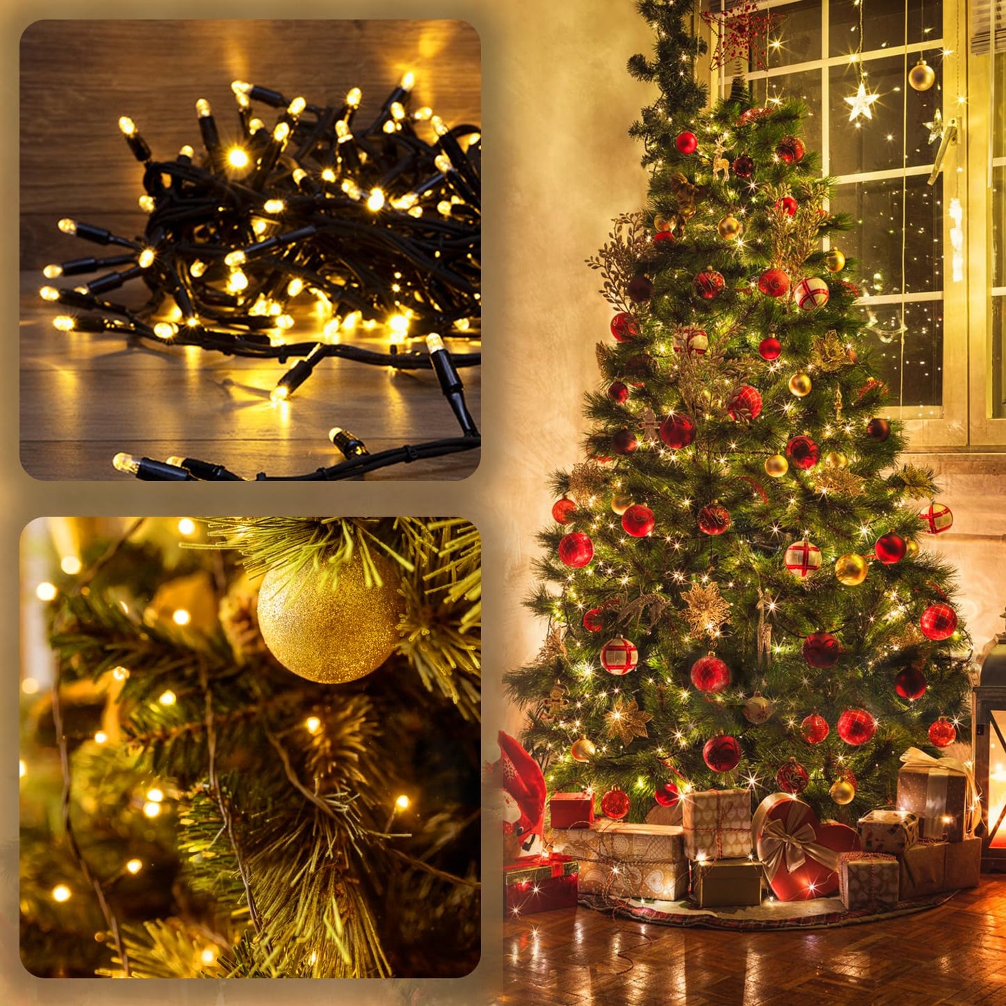 2-Pack 480 LED Solar String Lights, 170FT Outdoor Waterproof Twinkle Lights with 8 Modes & Memory for Christmas, Parties (Warm White)