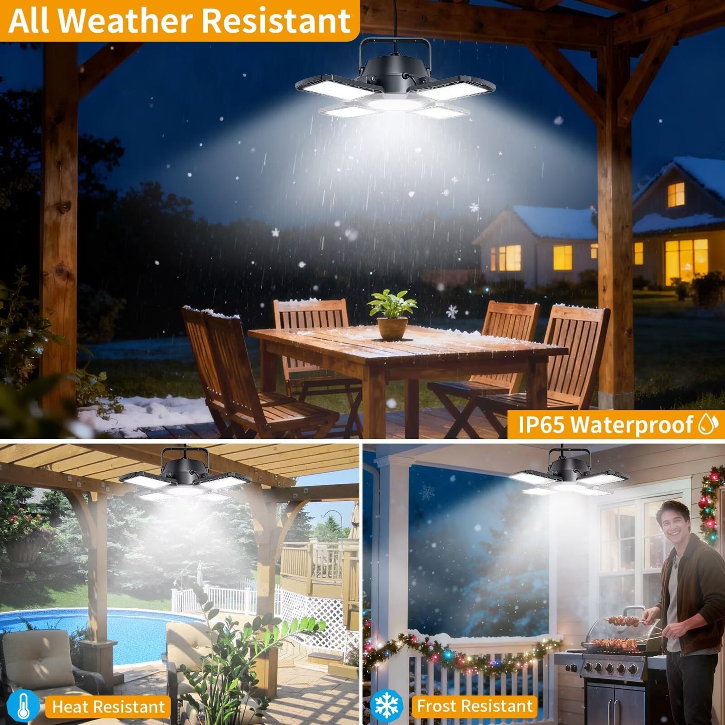 Auzev Solar Shed Light 176 LED, 4-in-1 Heads, Motion Sensor, 4 Modes, Remote Control, Solar Security Lamp for Garage & Outdoor