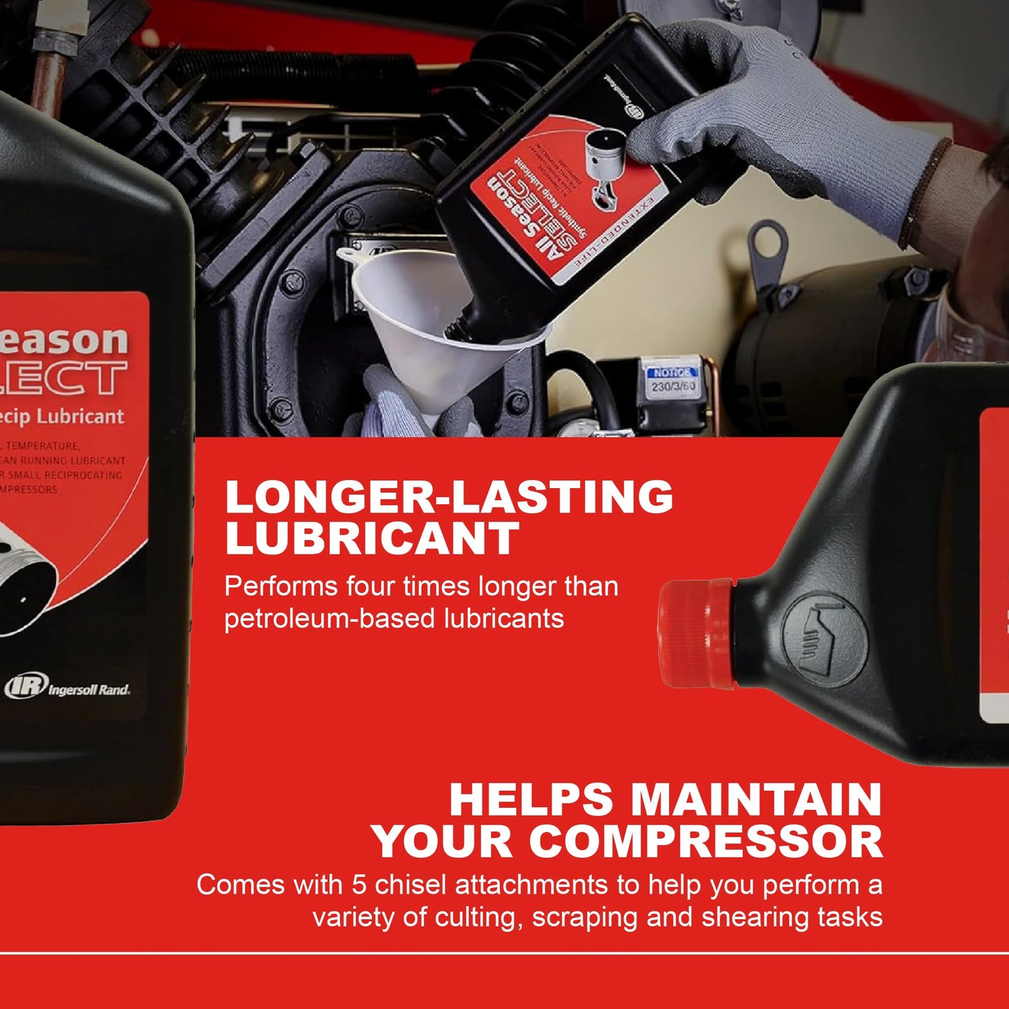 Ingersoll Rand 38436721 OEM All Season Select Synthetic Lubricant, 1L Bottle